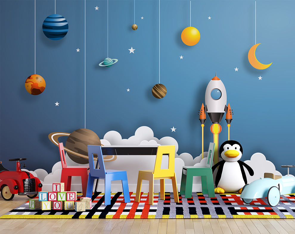 Kids 3D Mural Space 3D Wallpaper