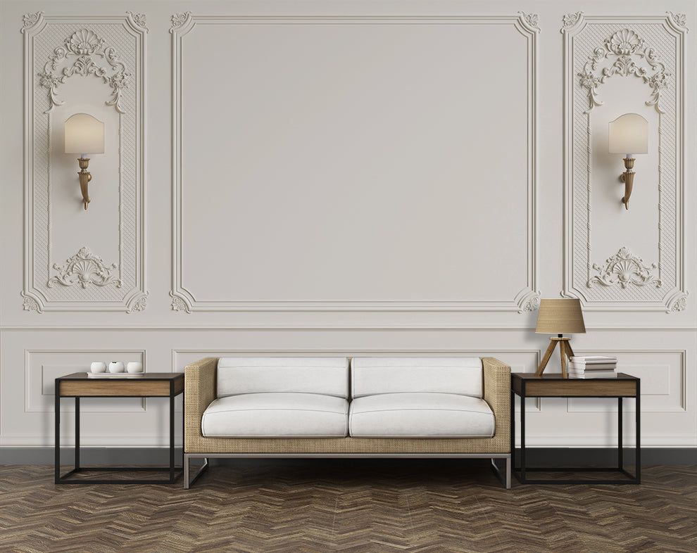 White Plaster Line 3D Wallpaper