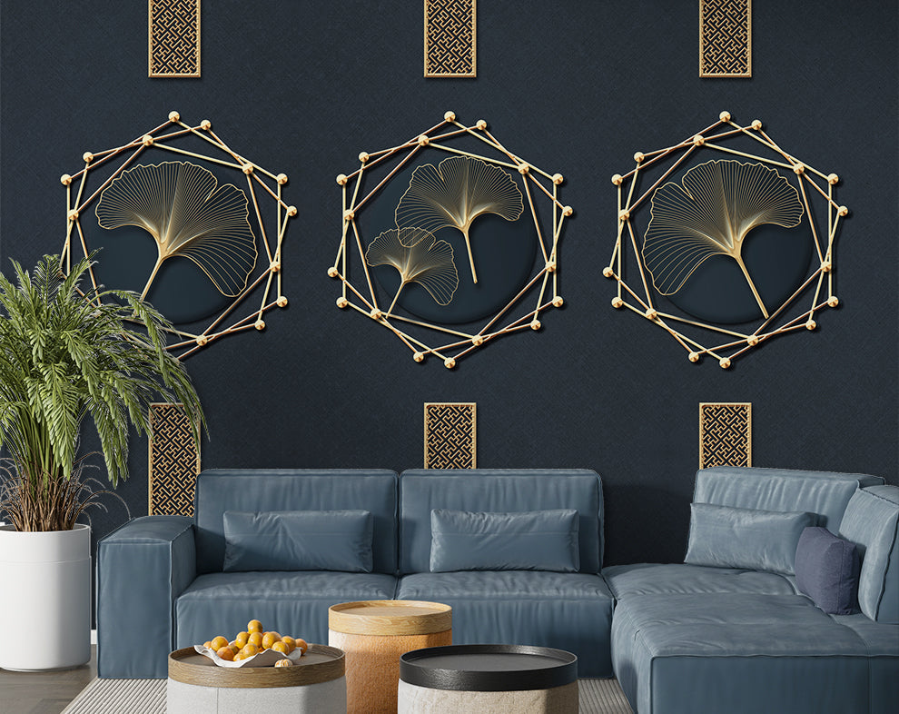 3D Creative Circular Art Ginkgo Leaf Wallpaper