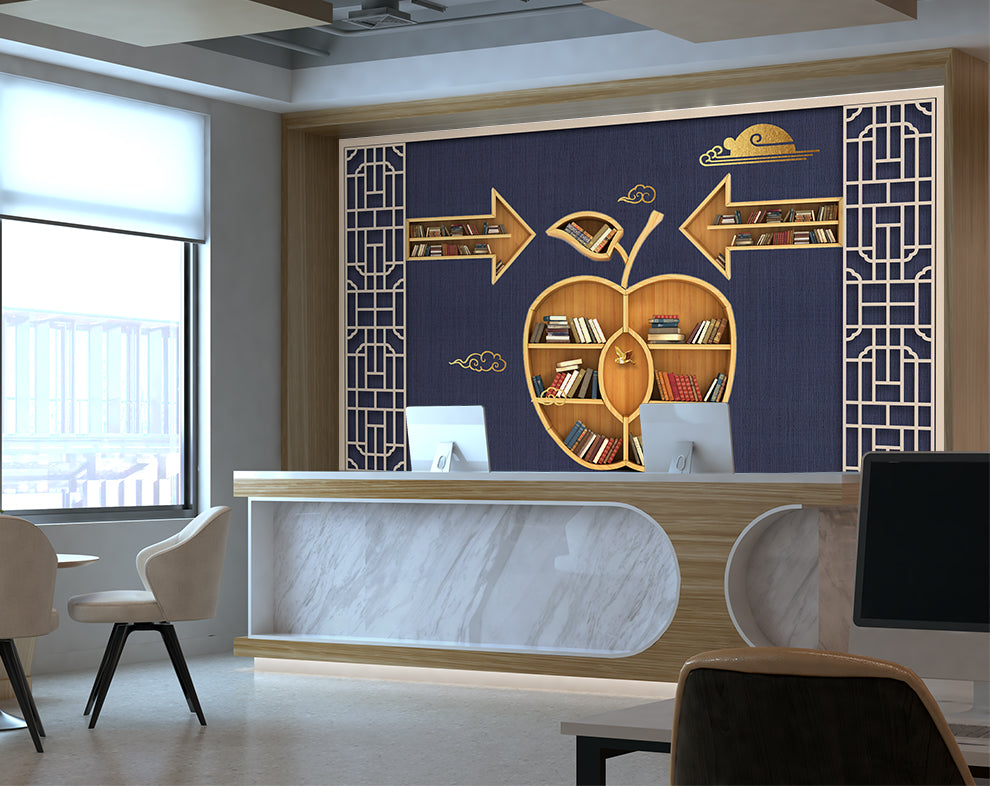 3d Apple library design wallpaper