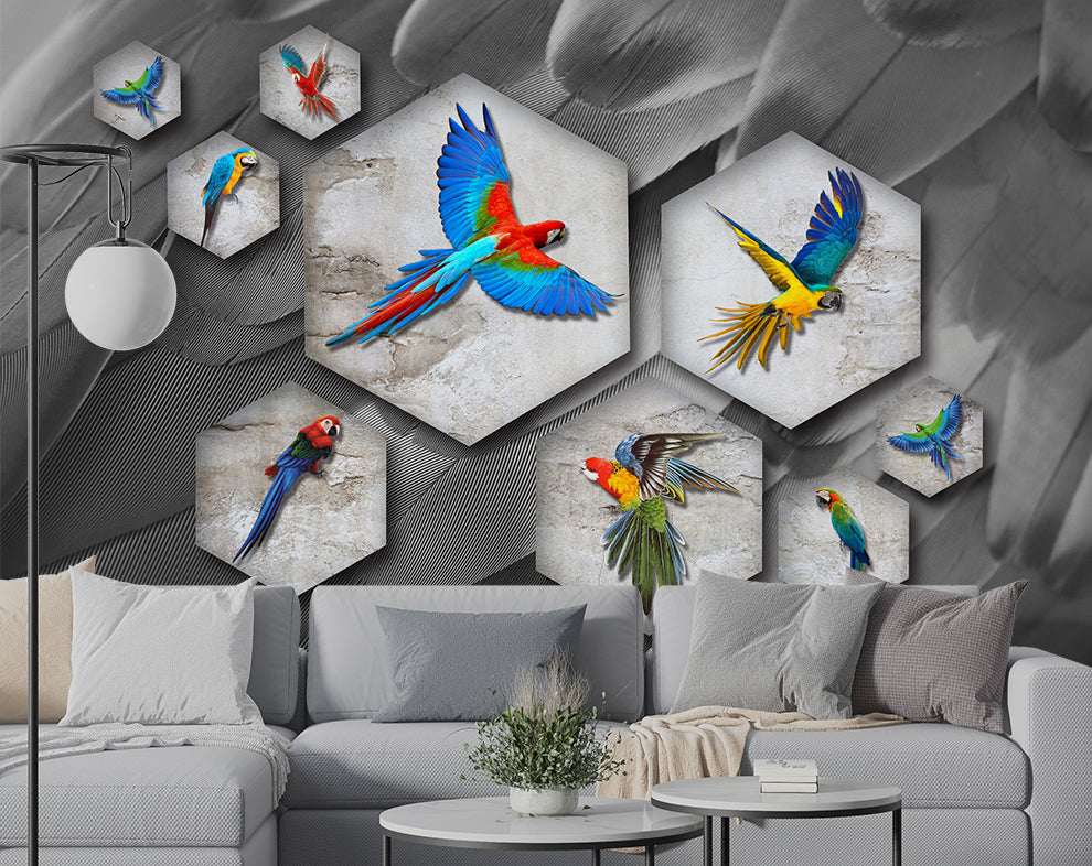 Modern beautiful parrot wallpaper