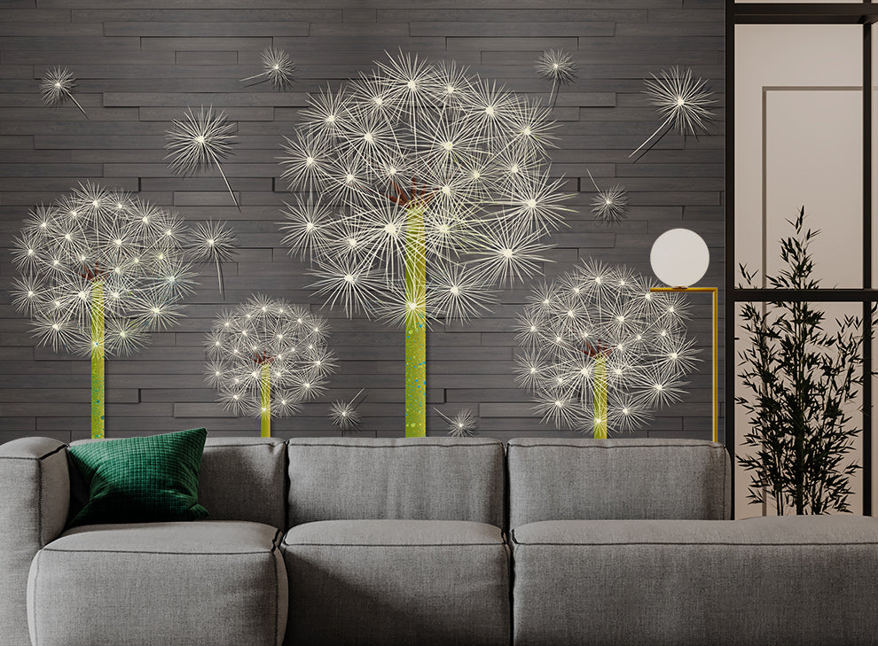Dandelion Flowers Floral Leaves Wallpaper