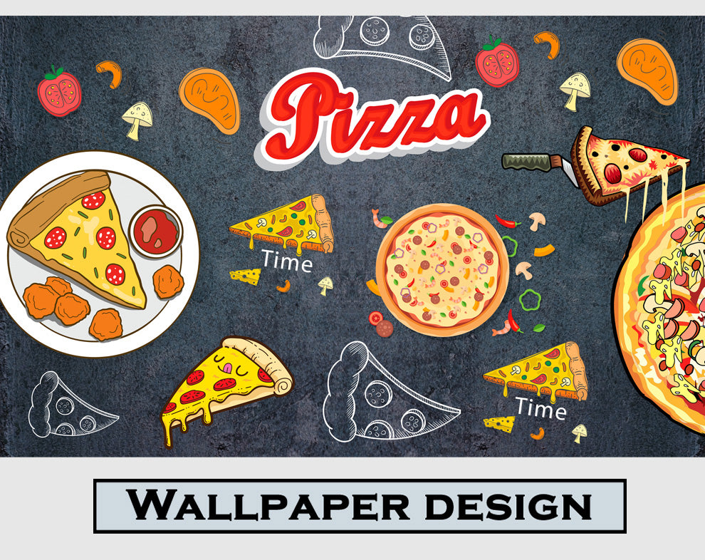 Pizza design Cafe wallpaper, restaurant wallpaper for walls