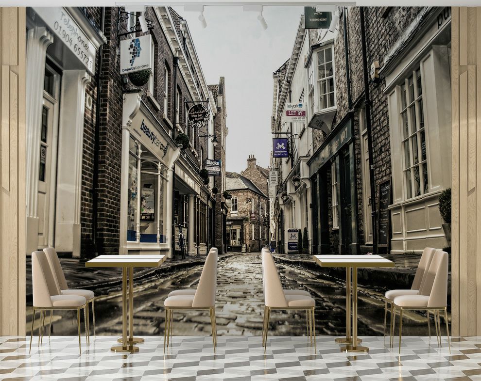 Old Street Wall Mural, The Town Wallpapers 3D Space Decor Paintings