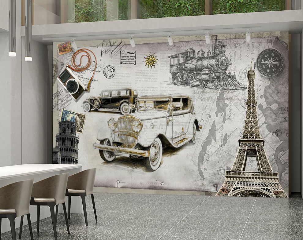 3D Wall Murals European Style Mural Retro Architectural Wallpaper