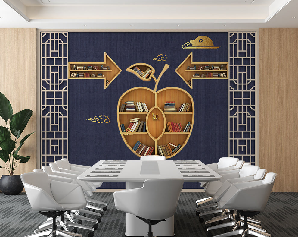 3d Apple library design wallpaper