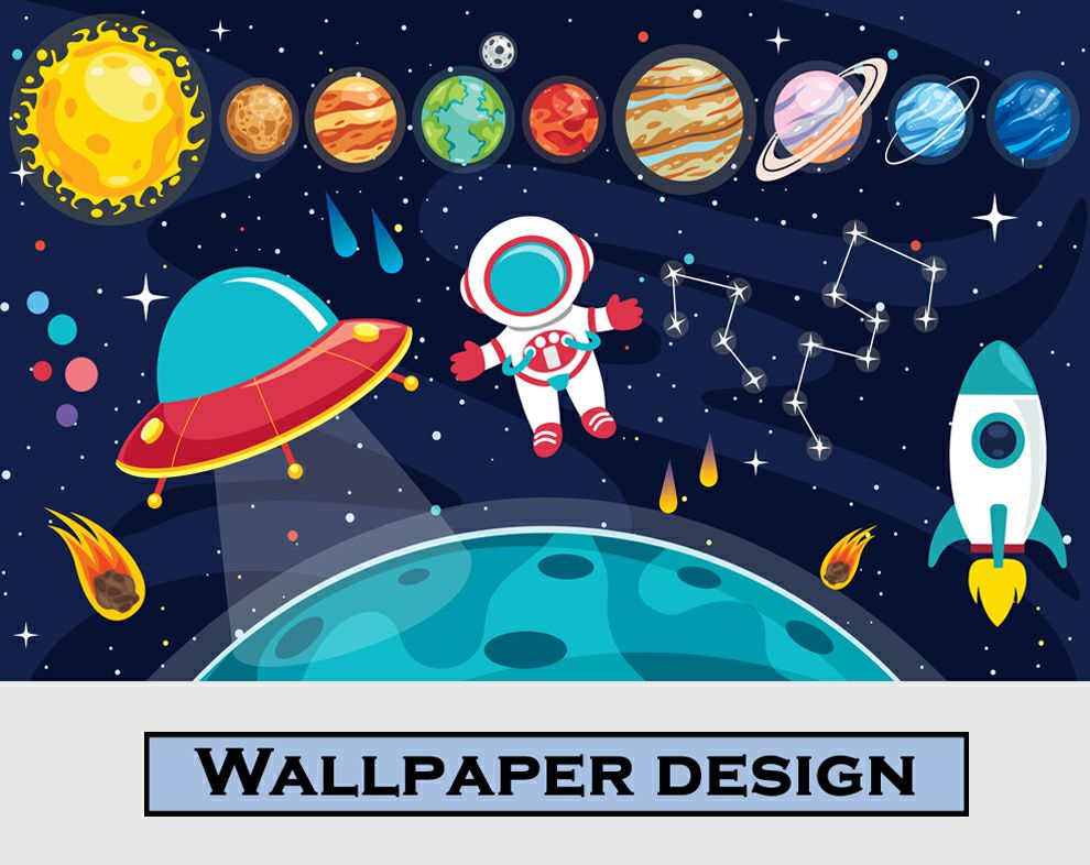 Colorful Planets Of Solar System Kids Wallpaper
