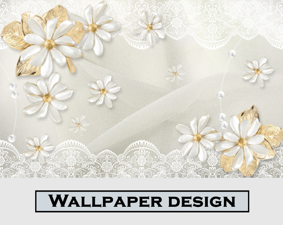 Jewelry look flower and lace wallpaper - view 5