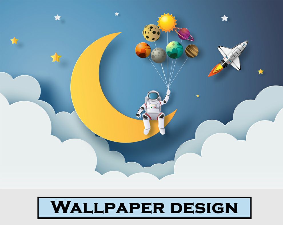 Star Space Wallpaper | Kids Room Wallpaper | Nursery Baby Wallpaper