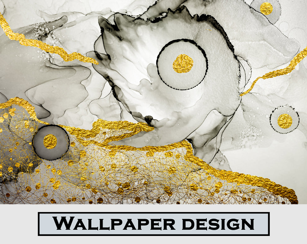 White, Black And Golden Marble Design Wallpaper