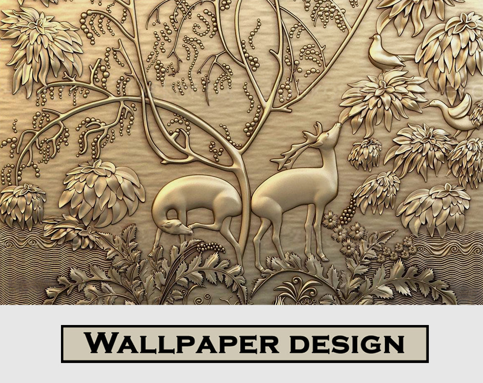 3D Mural Coper Jungle Theme With Animal Wallpaper