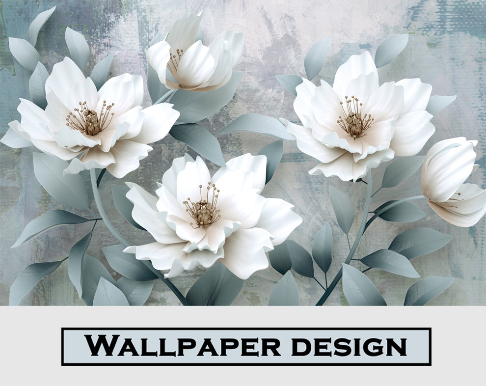 3D White Big Flower Wallpaper for Living Room and Bedroom Walls