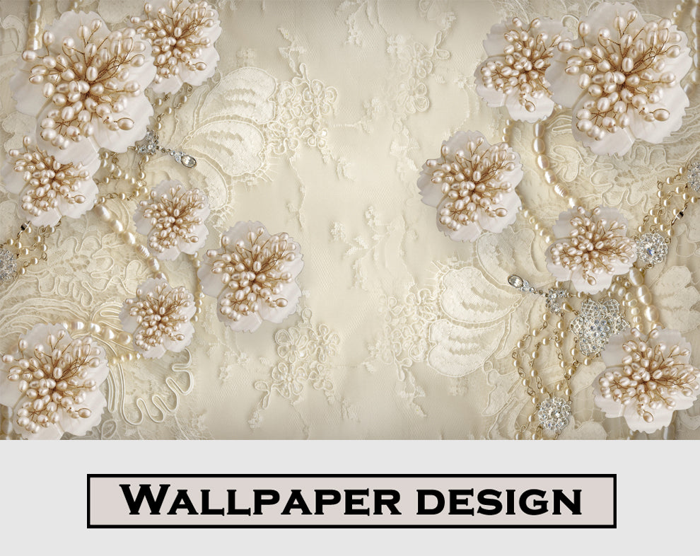 Pearl Flower Design Customized Wallpaper