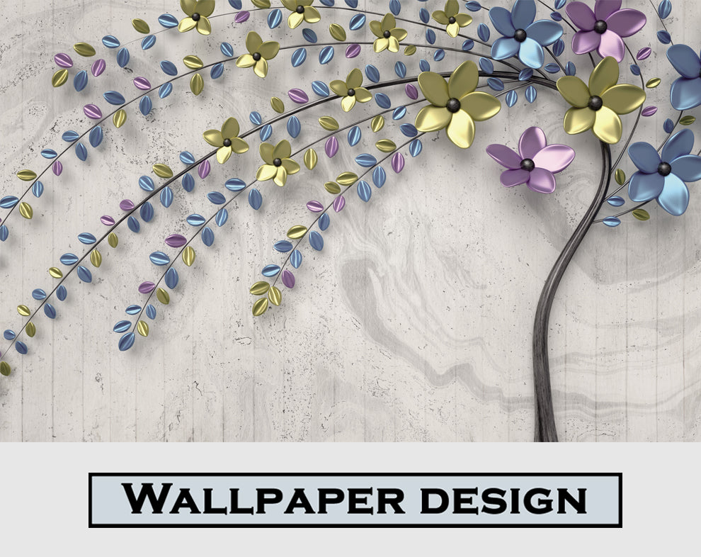 3D Metal Flower TV Background Wallpaper
