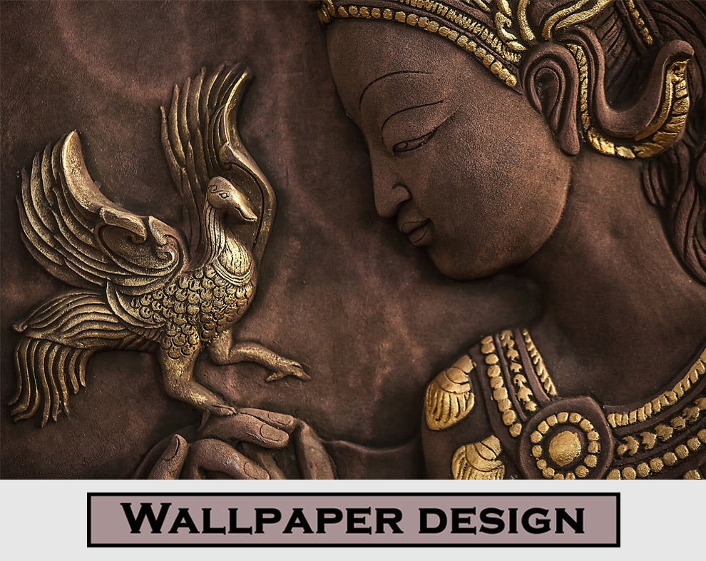 Custom Wallpaper Brown And Golden 3D Wallmural