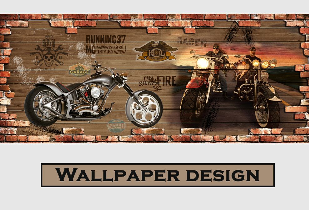 3D Retro Motarcycle Wallpaper For Restaurant Walls