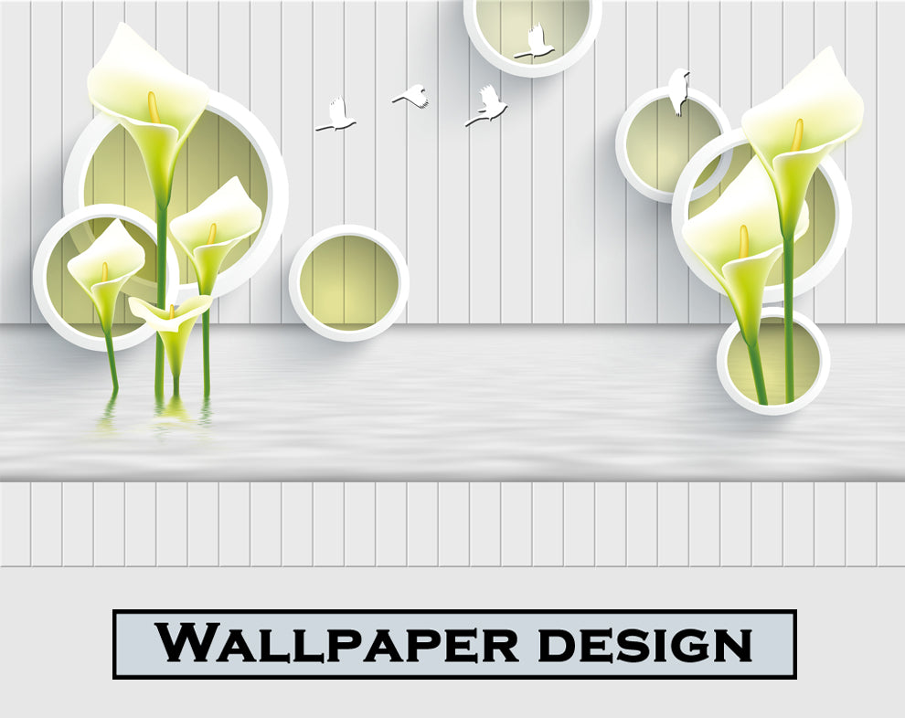 Wooden Board Flower And Circle Wallpaper