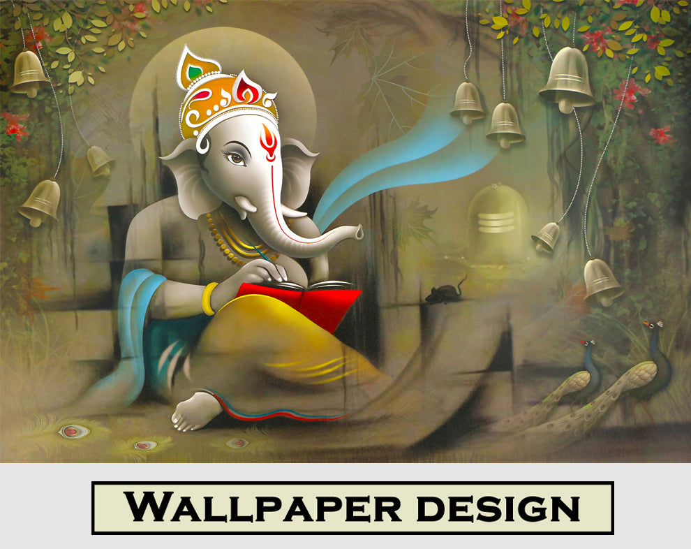 God Ganesha 3D Mural Wallpaper For Living Room