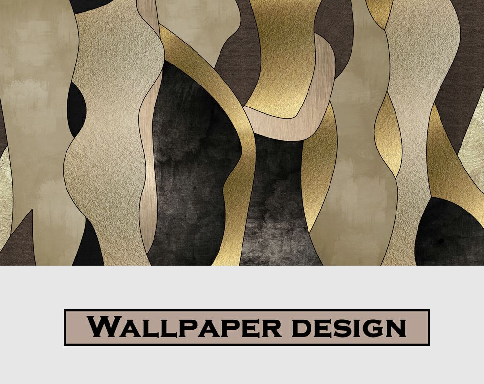 Abstract Golden Black Creamy Modern Wallpaper
