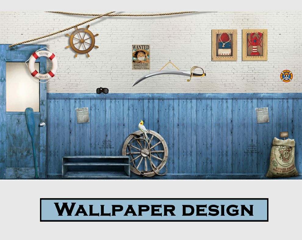 Vintage pirate Style 3D Customize Wallpaper For Cafe Wall