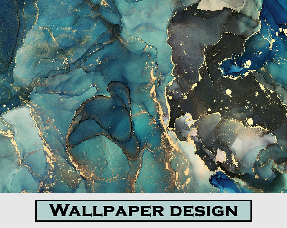 Blue Marble Ink Abstract Art Wallpaper