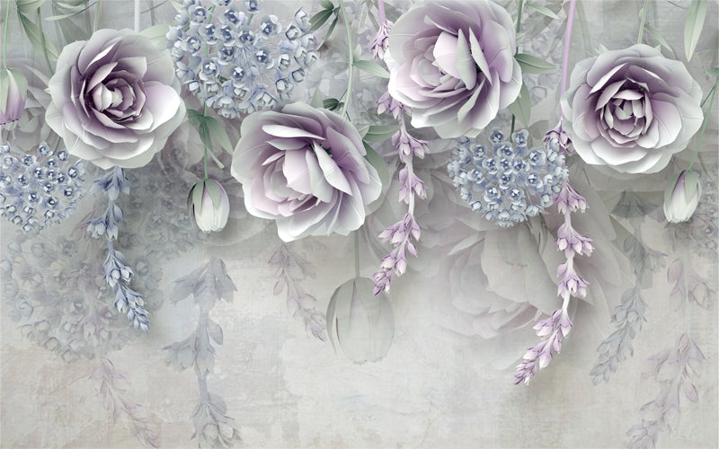 3D Flower Lavender Custom Wallpaper