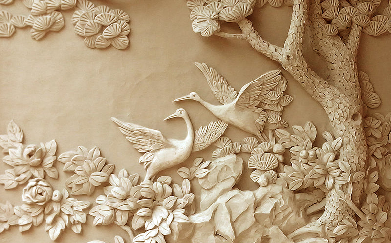 3D Wallpaper Relief Tree Stereo Wall Mural
