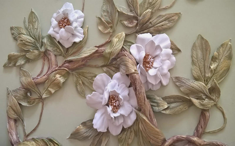 Embosed Pink Rose Floral 3D Wallpaper