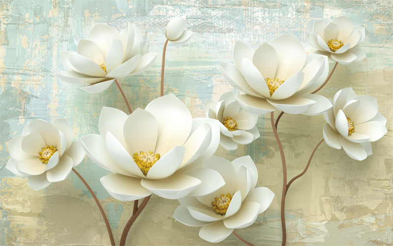 3D Magnolia Flowers Customize Wallpaper