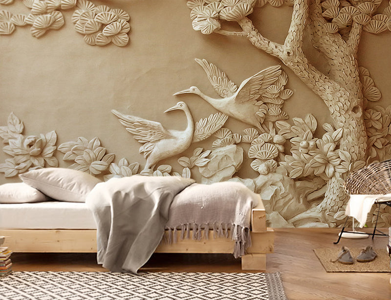 3D Wallpaper Relief Tree Stereo Wall Mural