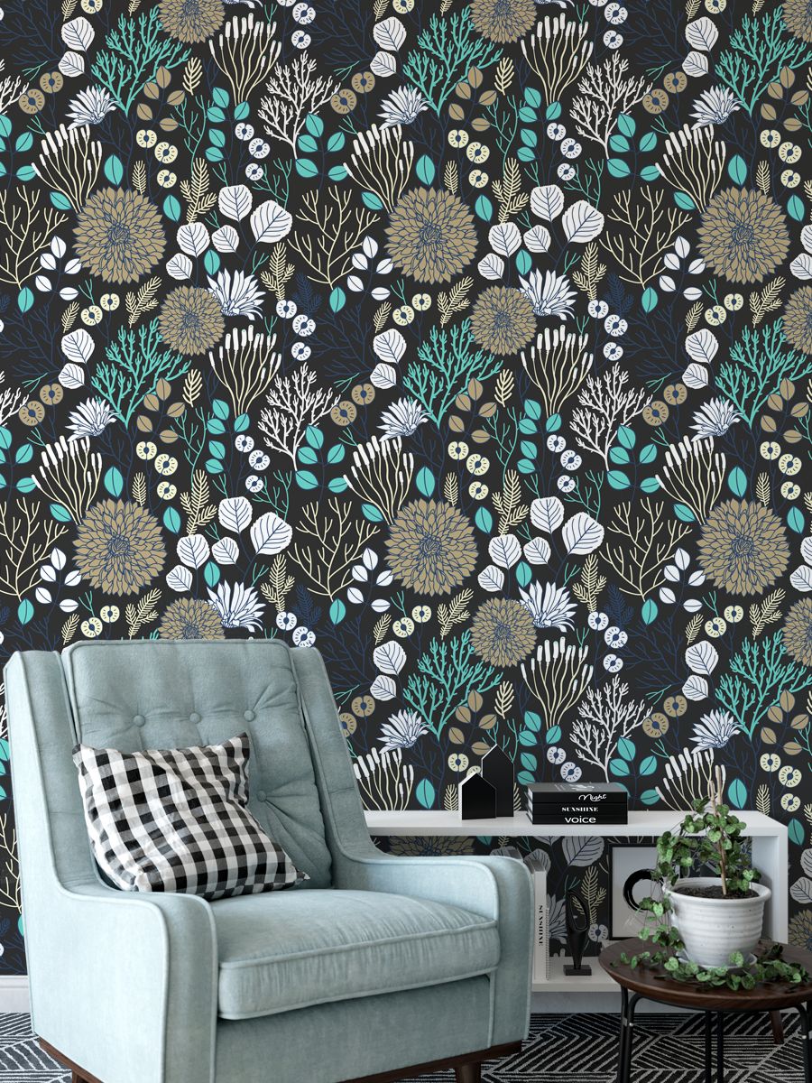Beautiful Bright Flower And Leaves Tropical Wallpaper