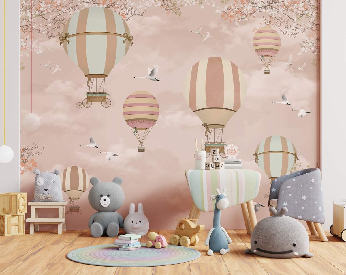 Kids Pink Baloon 3D Wallpaper