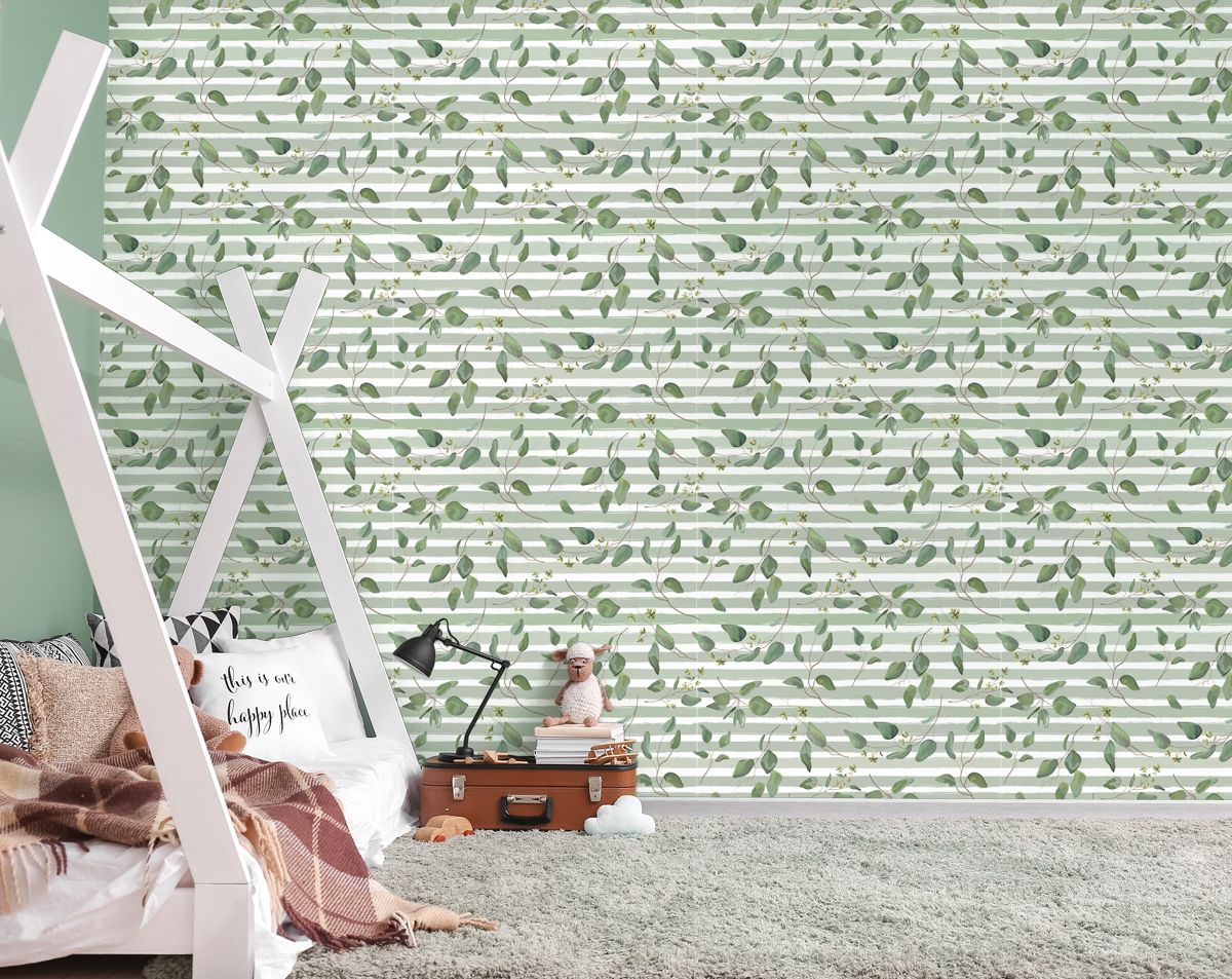 Mint Leaf Stripes Decorative Wallpaper Rolls