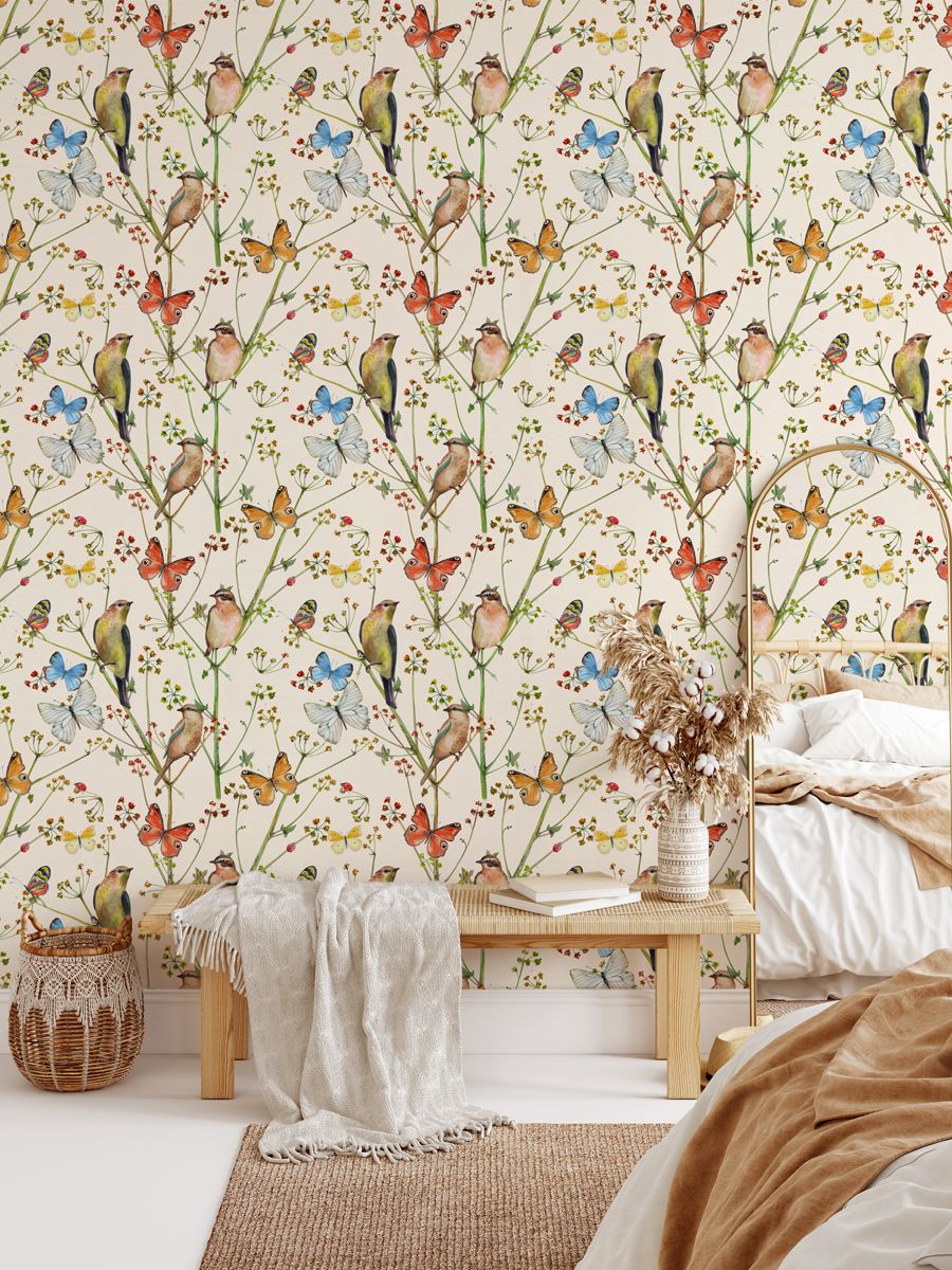 Beautiful Wallpaper With Bids And Butterfly Wallpaper