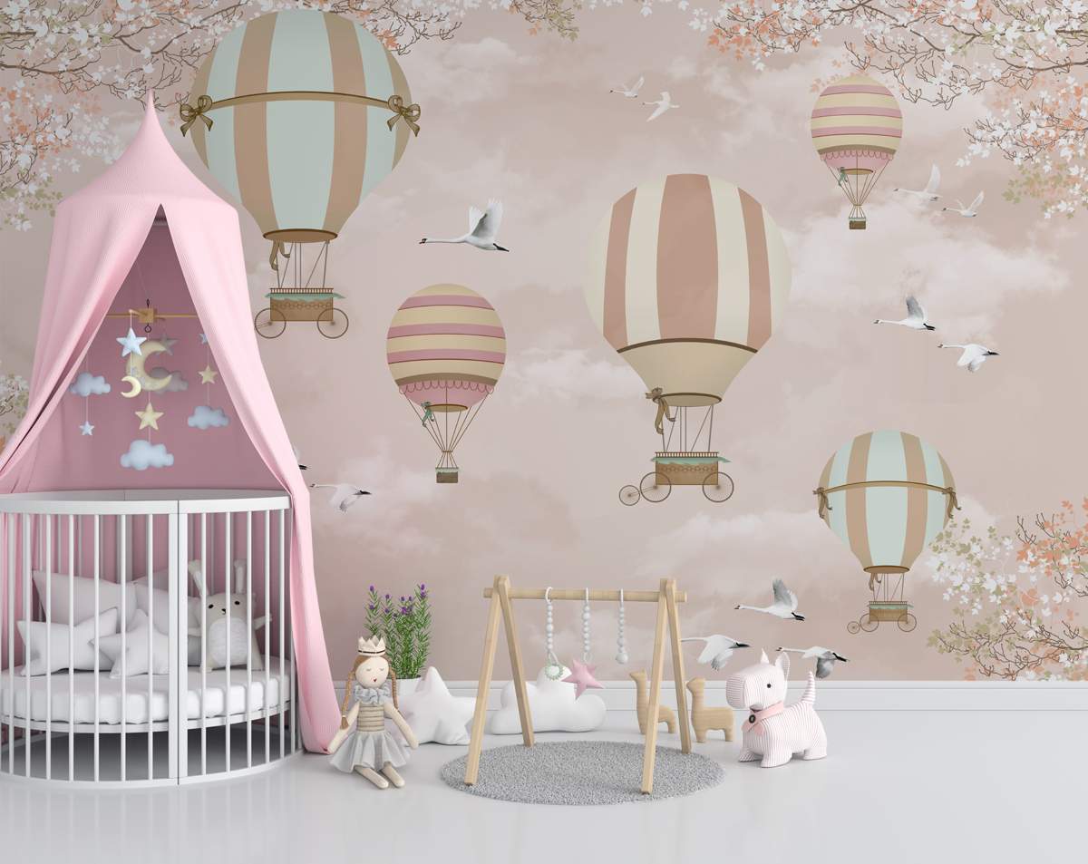 Kids Pink Baloon 3D Wallpaper