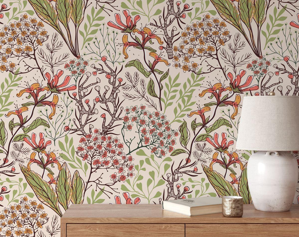 Tropical Plants and Flower Wallpaper