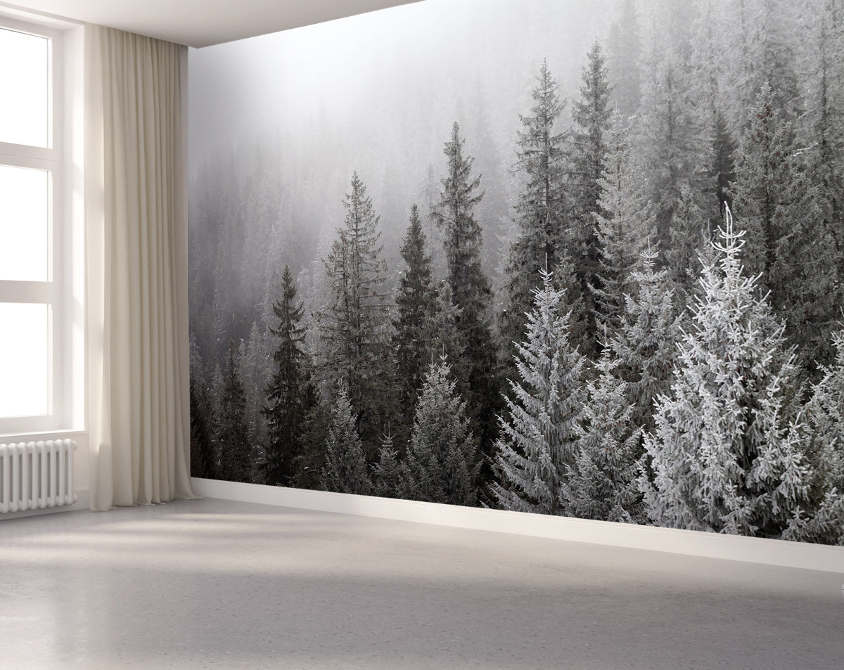 Misty Mountain Forest 3D Landscape Wallpaper