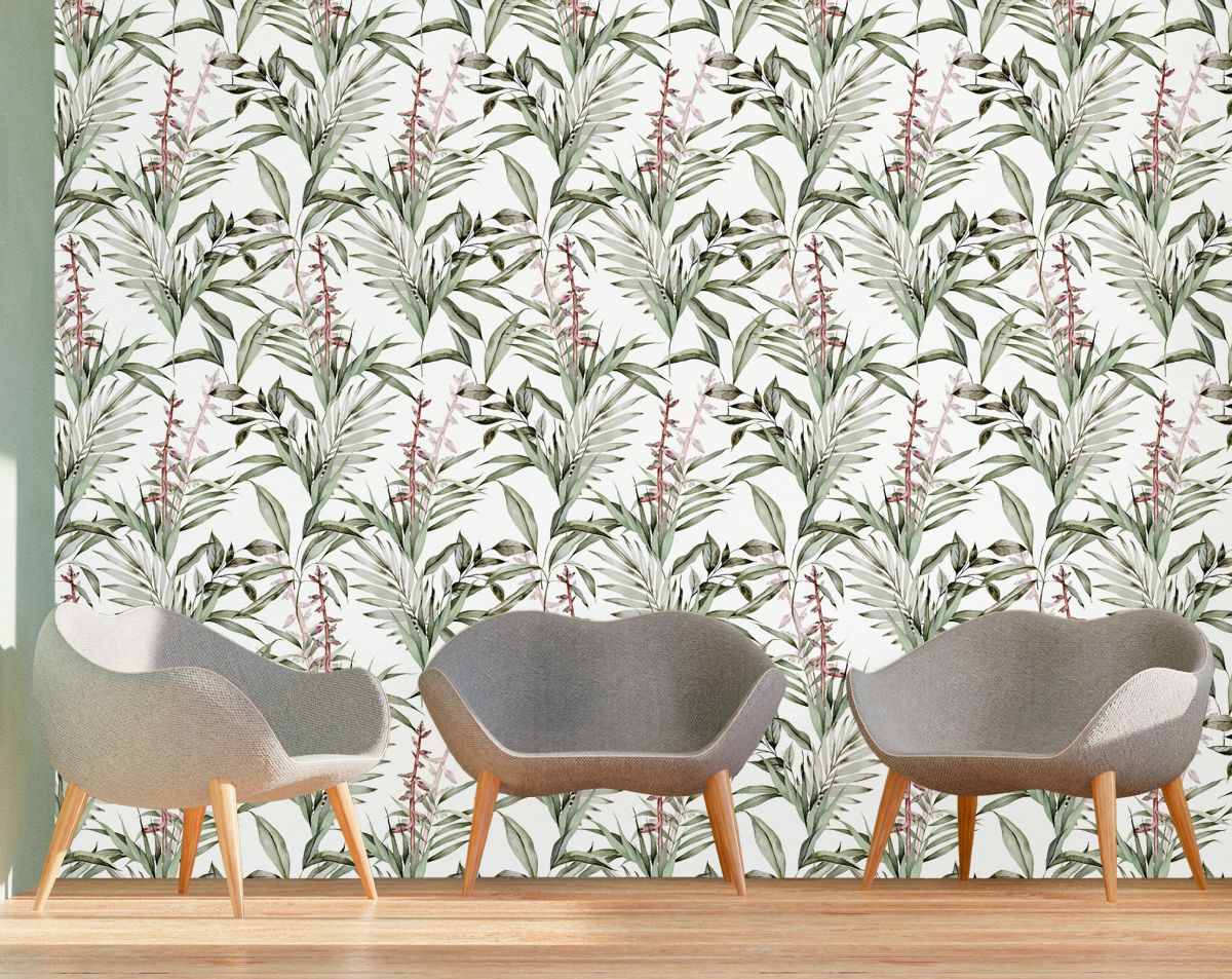 Green Leaves Tropical Modern Wallpaper