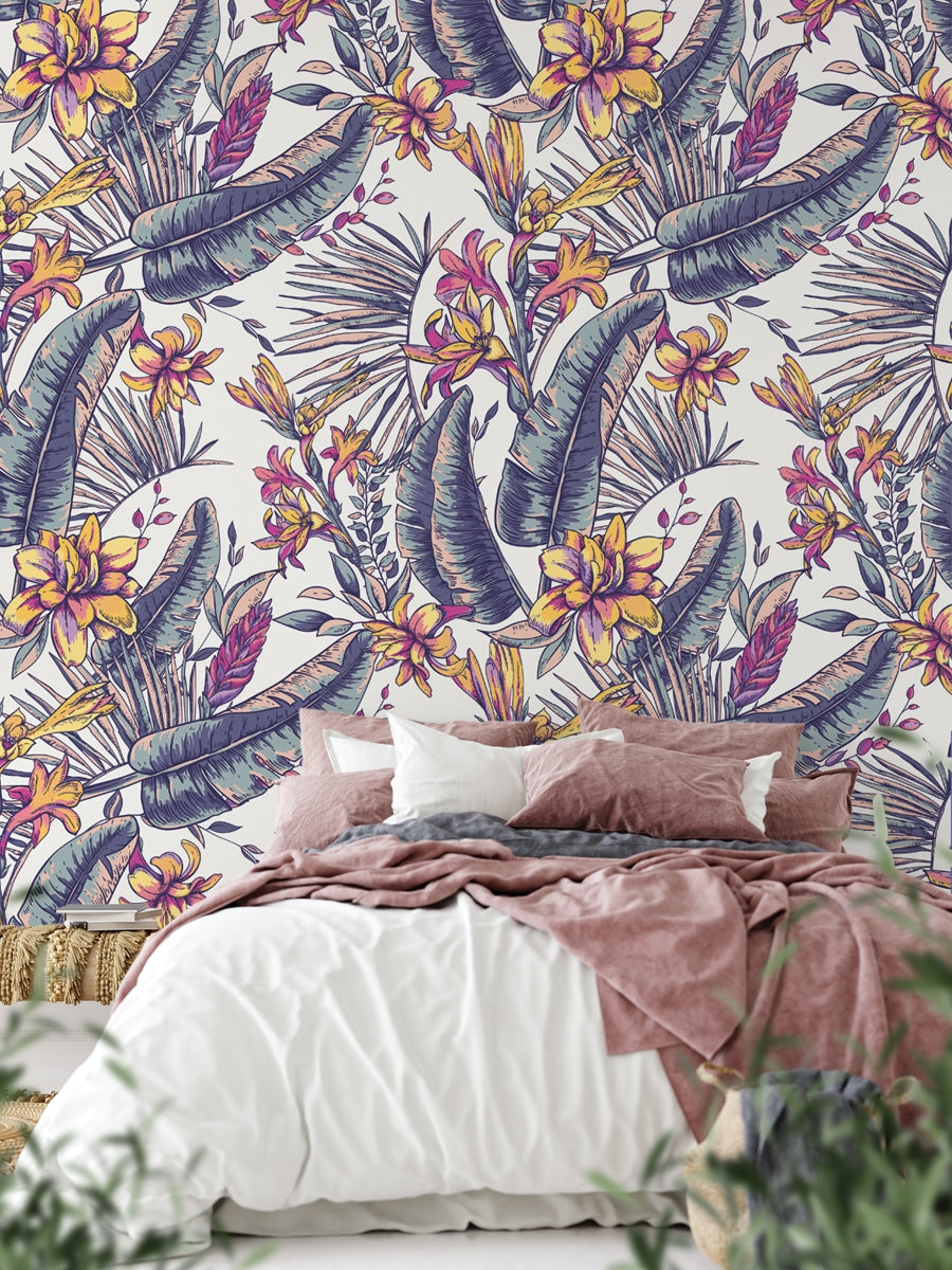 Watercolor Palm Leaves Wall Mural Wall Decor Wallpaper