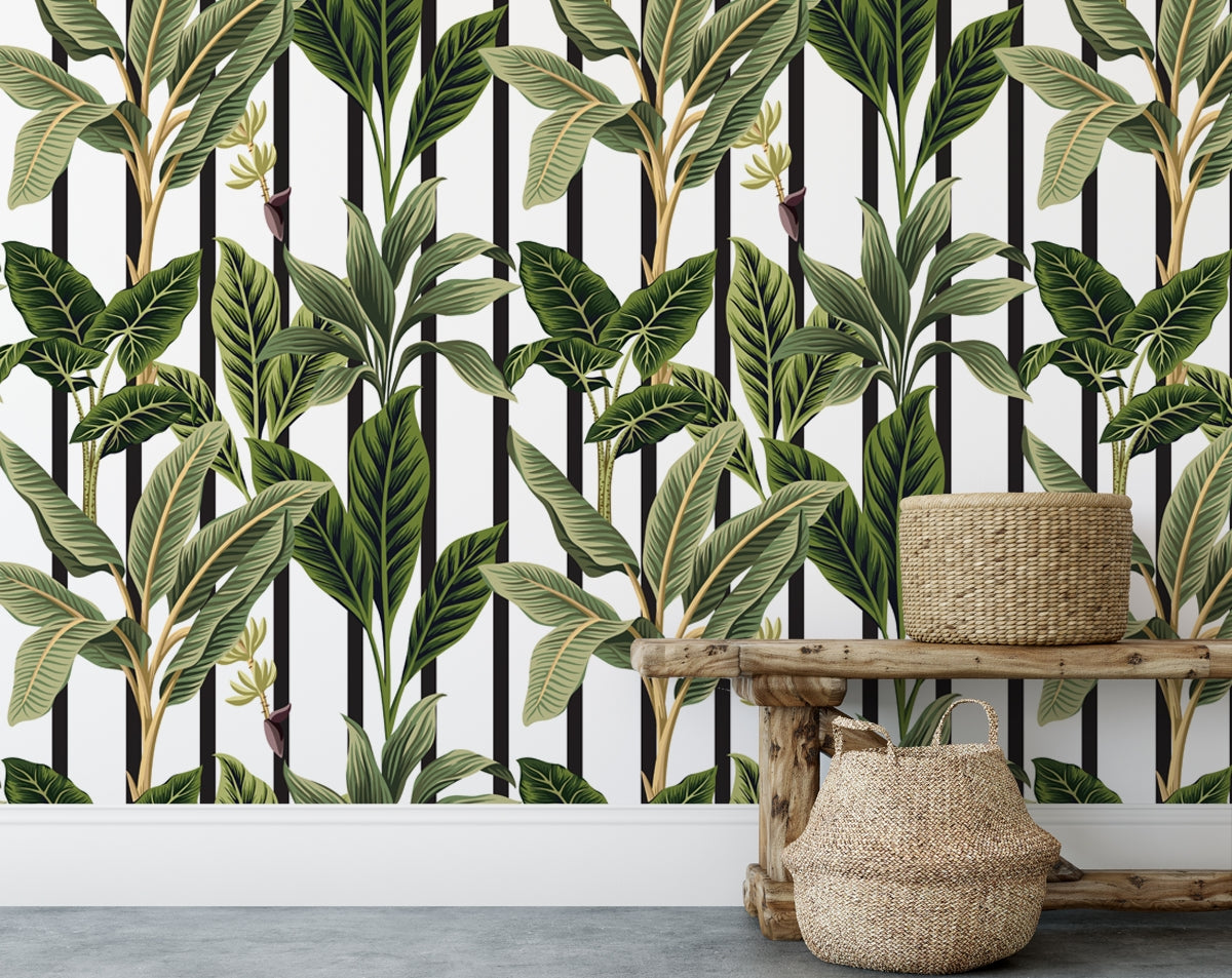 Banana Tree Leaves Wallpaper For Living Rooms Decoration