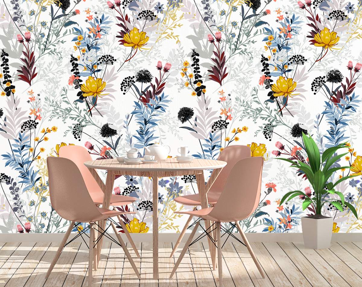 Flower And Leaves Botanical Wallpaper Rolls