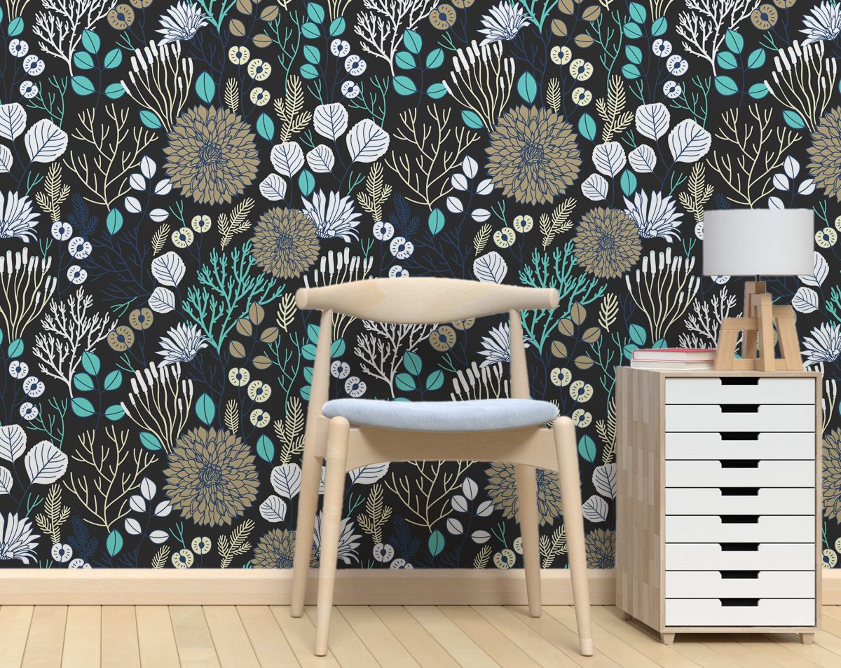 Beautiful Bright Flower And Leaves Tropical Wallpaper