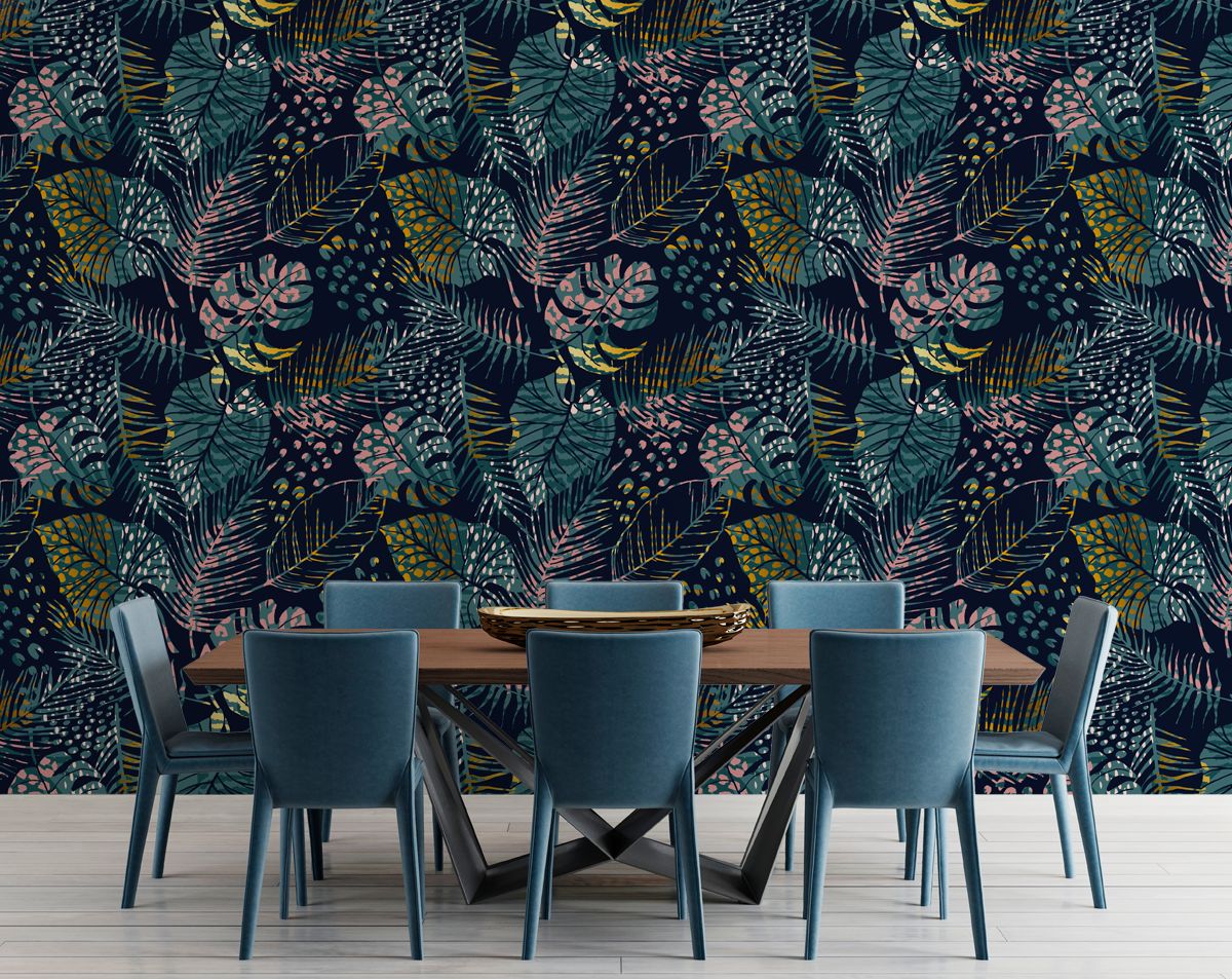 Tropical Multicolor Leaves Botanical Wallpaper