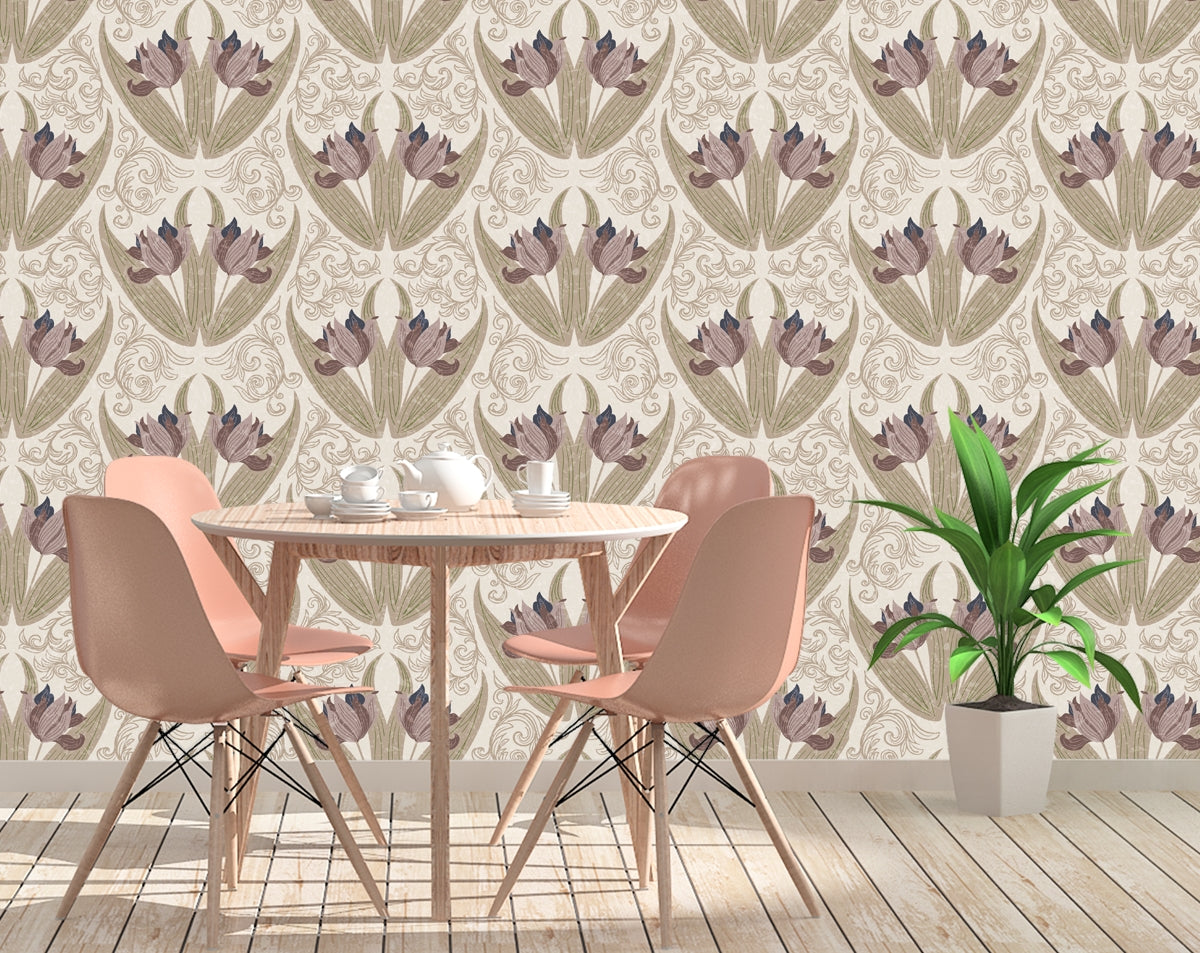 Vintage Dutch Tulips” Wallpaper