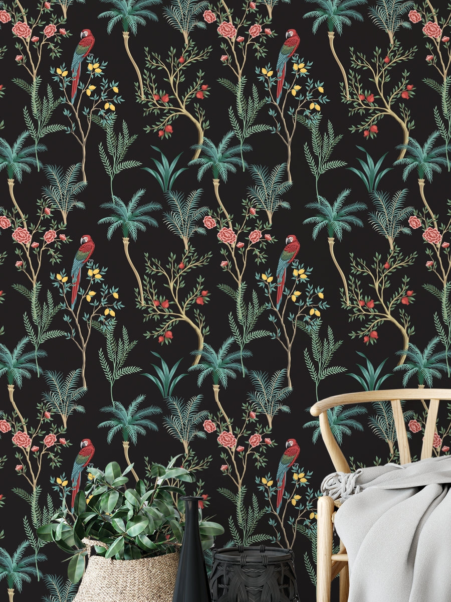 Vintage garden lemon fruit tree, rose tree, plant, wallpaper