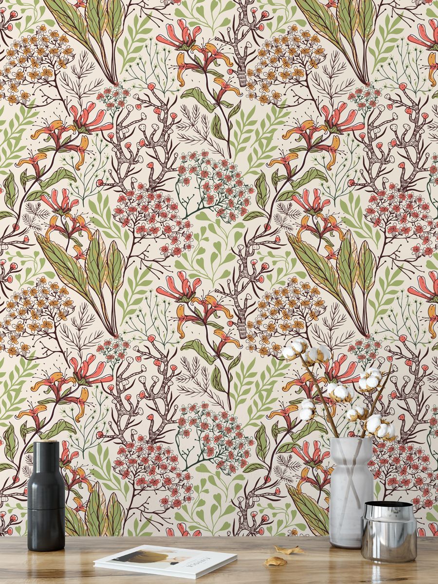 Tropical Plants and Flower Wallpaper