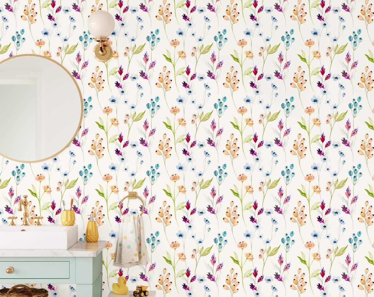Watercolour Beautiful Colourful Floral Wallpaper Rolls