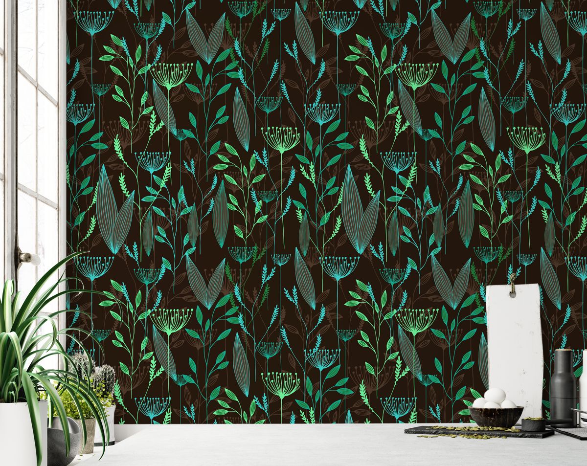 Tropical Jungle Leaves Design Wallpaper