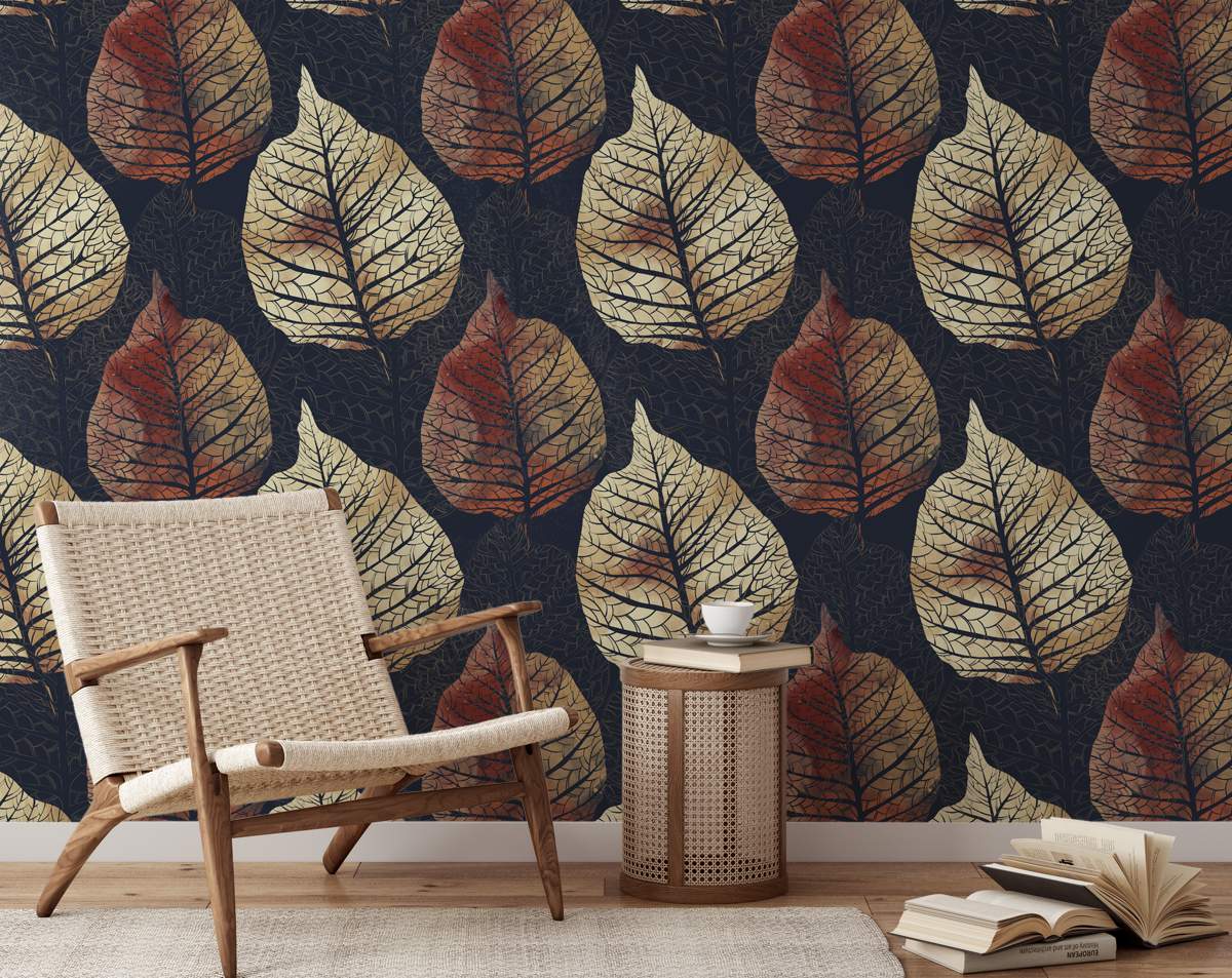 Luxury Texture Big Tree Leaf Wallpaper Rolls
