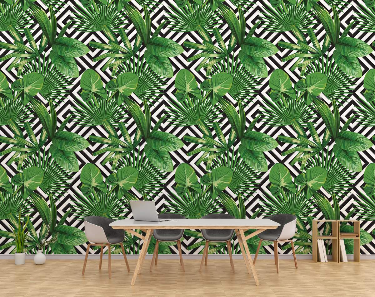 Palm Leaves Jungle Plant Tropical Peel and Stick 3D Wallpaper Roll